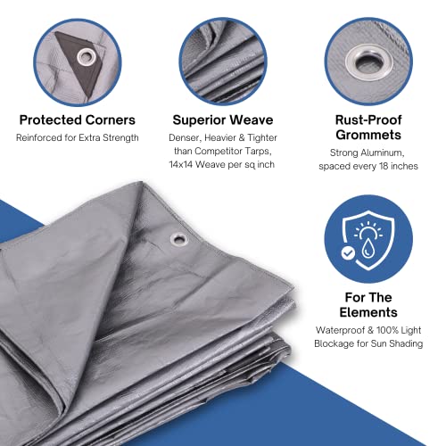 KOTAP Kotap TRS1012 Heavy-Duty Protection/Coverage Tarp 10-mil 10 ft x 12 ft Silver
