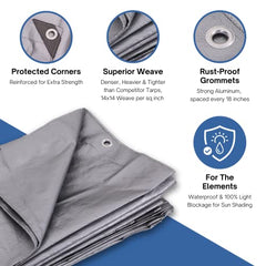 Kotap TRS1012 Heavy-Duty Protection/Coverage Tarp 10-mil 10 ft x 12 ft Silver