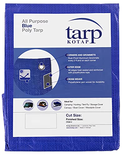 KOTAP Kotap TRA1012 Economy Utility Tarp 4.75 Mil Weave 8x8 10x12 Blue