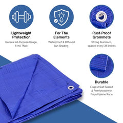 KOTAP Kotap TRA1012 Economy Utility Tarp 4.75 Mil Weave 8x8 10x12 Blue