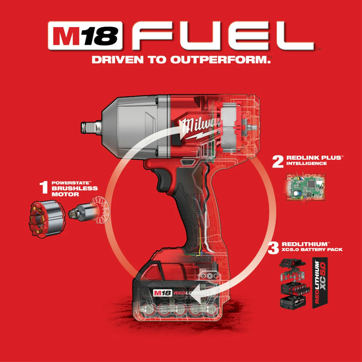 MILWAUKEE Milwaukee 2767-22GG M18 Fuel HTIW with Grease Gun Kit 18V 1/2 Inch