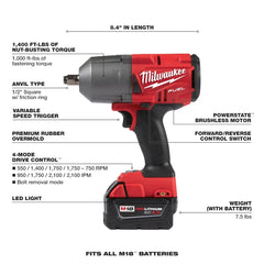 Milwaukee 2767-22GG M18 Fuel HTIW with Grease Gun Kit 18V 1/2 Inch