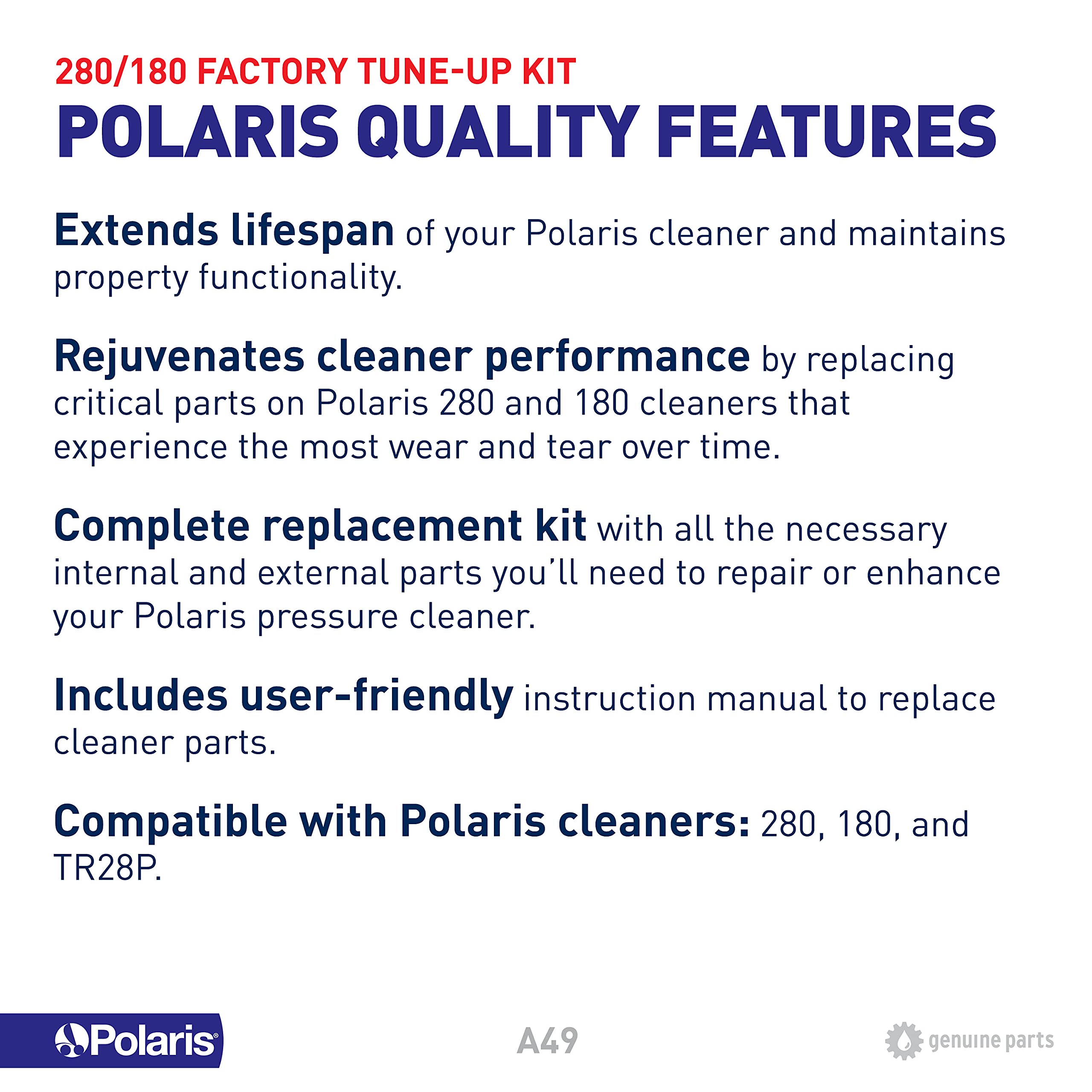 ZODIAC Polaris A49 Vac-Sweep 280/180 Factory Tune-Up Kit