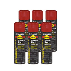 RUST-OLEUM Rust-Oleum V2163838 High Performance Rust Preventive Enamel Spray Paint, 15 oz Can, Safety Red, 6-Pack