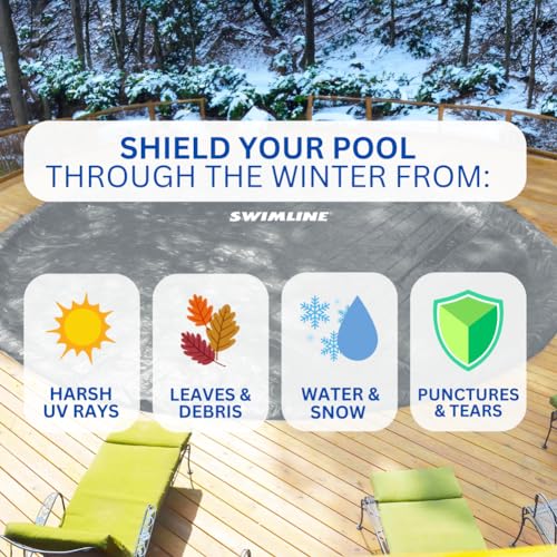 SWIMLINE Swimline PCO142036 Super Deluxe Winter Pool Cover 16' x 32' Oval Silver/Black 20' x 36'