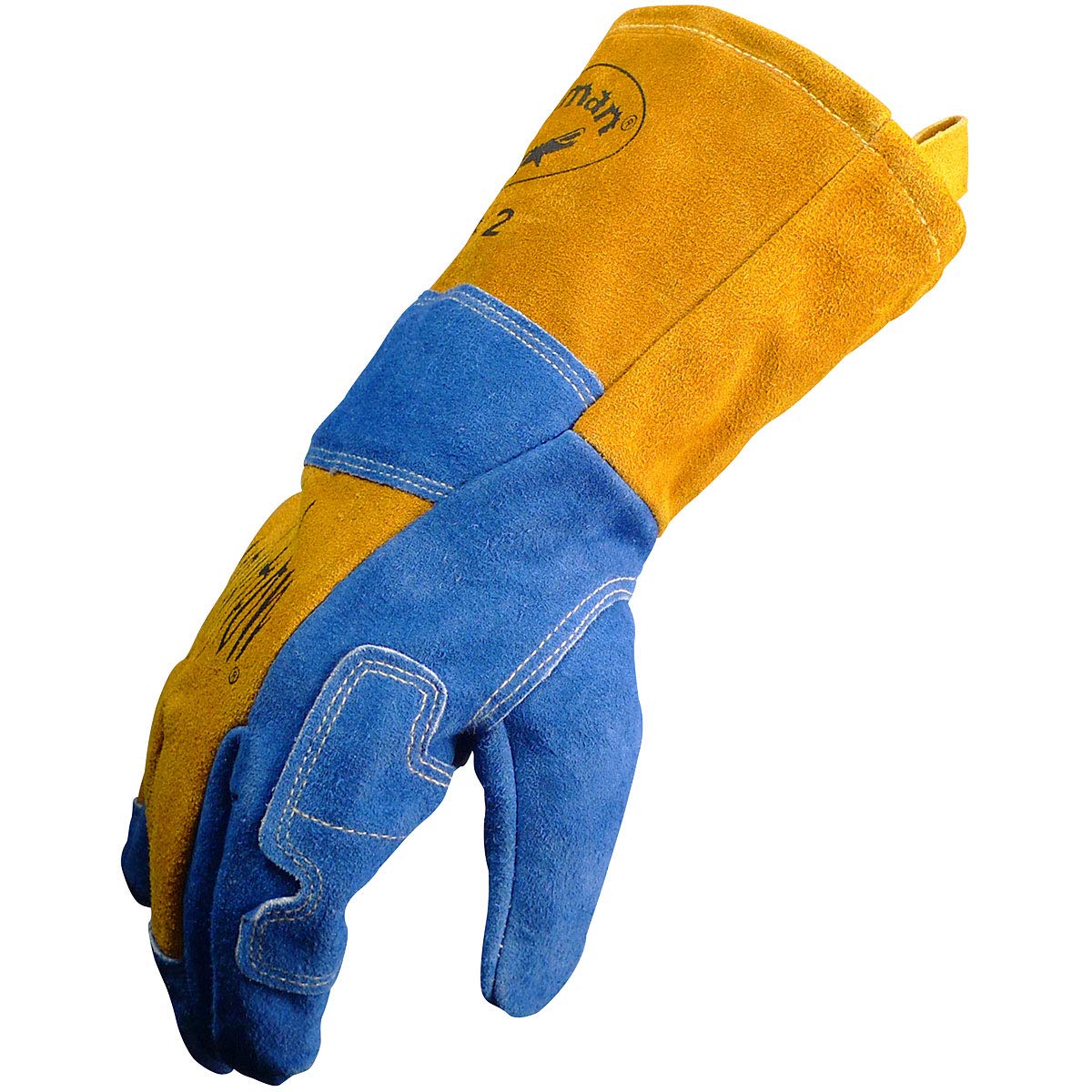 CAIMAN Caiman 1512 Premium Split Cowhide MIG/Stick Welding Gloves Wool Lining Kontour Kevlar Blue/Gold Large