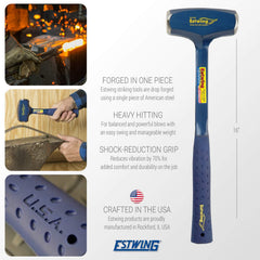 Estwing B3-4LBL Drilling Hammer 4 Pound Shock Reduction Long Handle