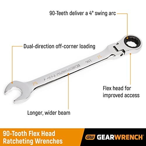 GEARWRENCH Gearwrench 86746 9/16 Inch 12 Point Flex Head Ratcheting Combination Wrench