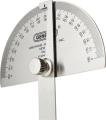 GENERAL TOOLS General Tools 18 Round Head Stainless Steel Protractor, 0 to 180 Degrees, 6-Inch Arm