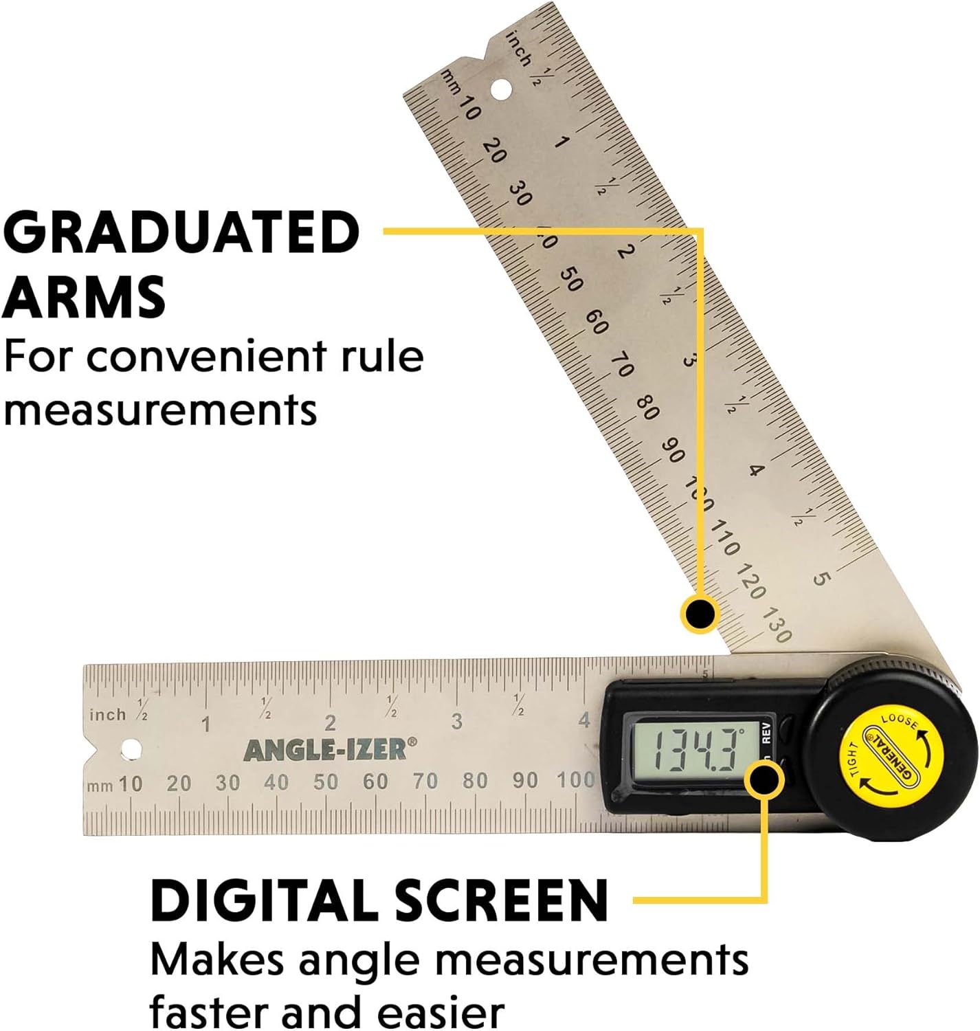 GENERAL TOOLS General Tools 822 Digital Angle Finder 5 Inch Stainless Steel