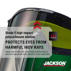 JACKSON SAFETY Jackson Safety 21002 GPL550 Premium Goggle with Detachable Face Shield, Anti-Fog Coating, Shade 5 IR Lens, Green