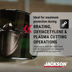 JACKSON SAFETY Jackson Safety 21002 GPL550 Premium Goggle with Detachable Face Shield, Anti-Fog Coating, Shade 5 IR Lens, Green