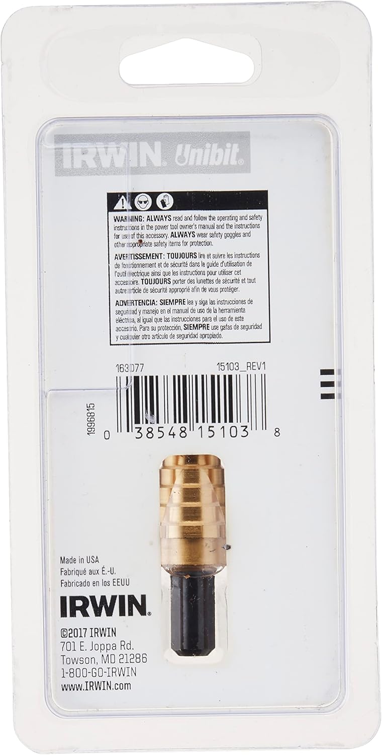IRWIN Irwin 15103ZR Unibit Step Drill Bit Titanium Nitride 1/4 to 3/4 by 3/8