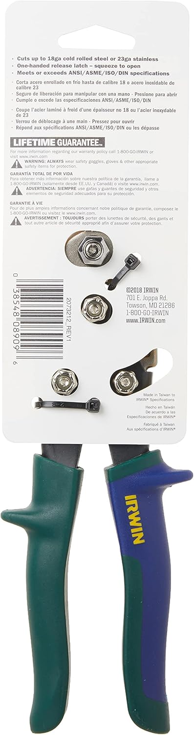 IRWIN Irwin 2073212 Tools Offset Snips Right 9-1/2 Inches 241 mm