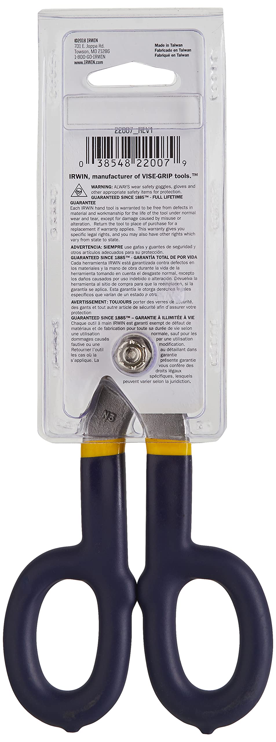IRWIN Irwin 22007 Tin Snip Flat Blade 7-Inch