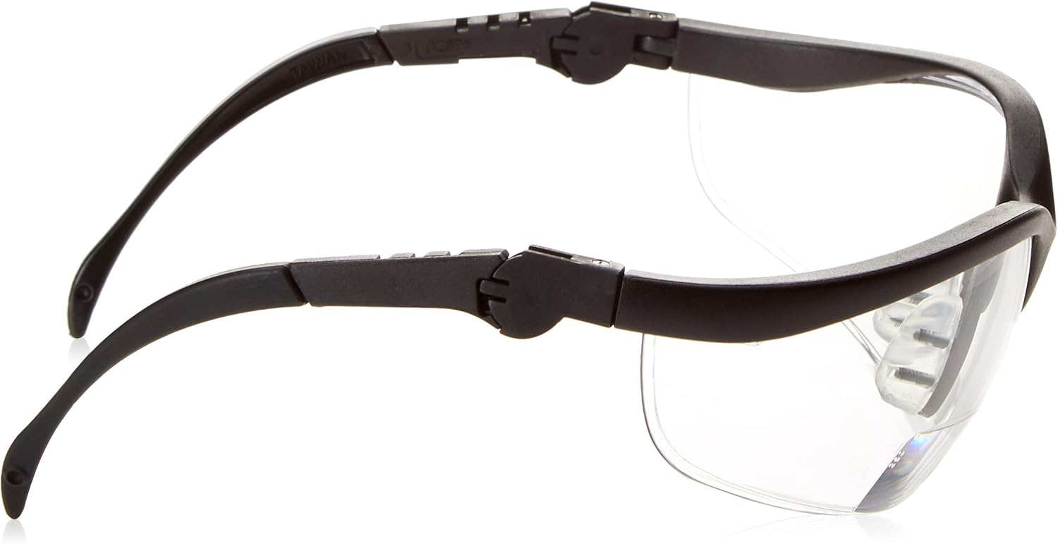MCR SAFETY MCR Safety K3H25 Klondike Plus Magnifier Polycarbonate Bi-Focal Lens Glasses Black Frame 2.5 Diopter Clear Lens 1-Pair