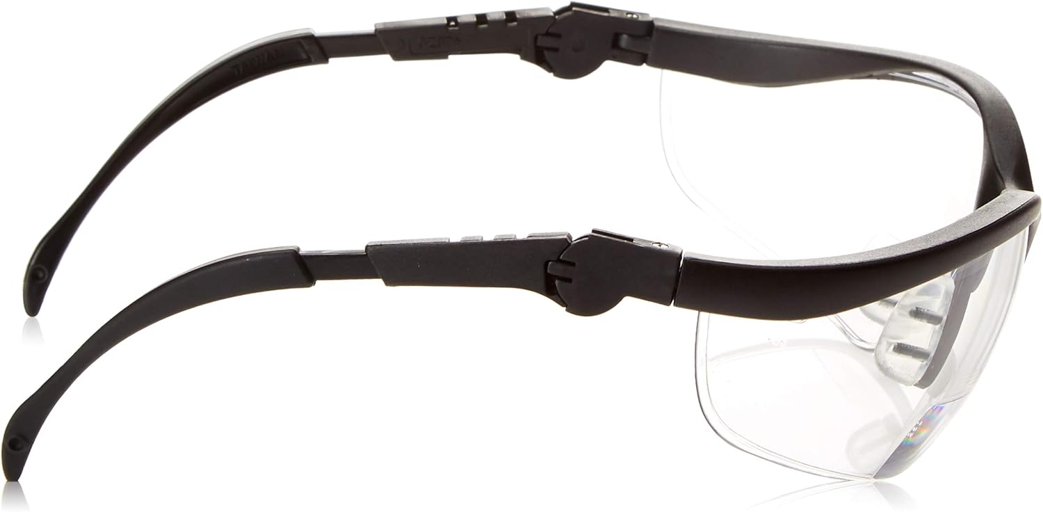 MCR SAFETY MCR Safety K3H25 Klondike Plus Magnifier Polycarbonate Bi-Focal Lens Glasses Black Frame 2.5 Diopter Clear Lens 1-Pair