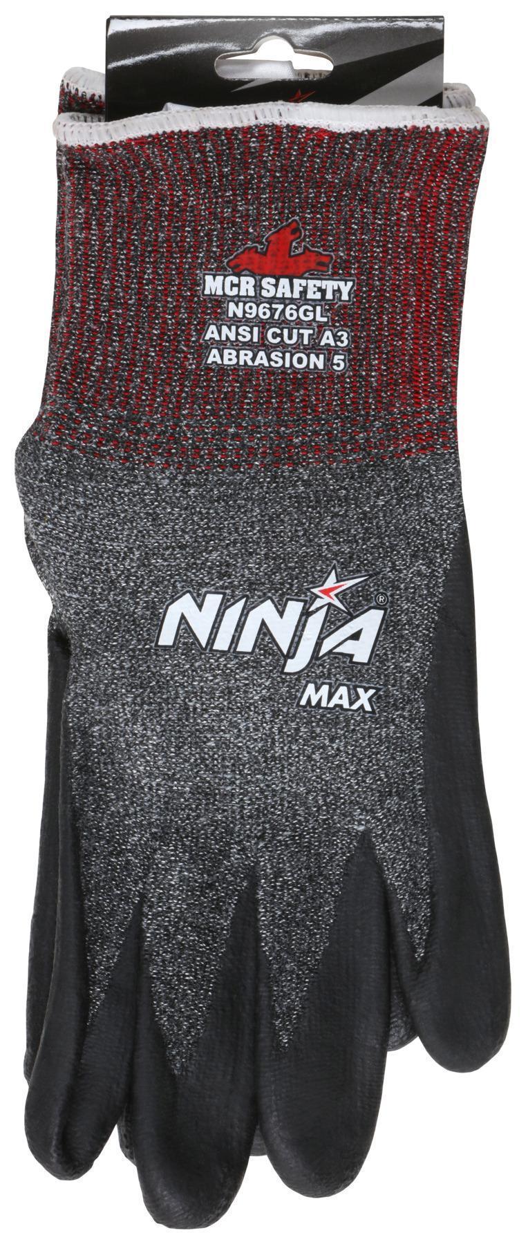 MCR SAFETY MCR Safety N9676GXL Ninja Max Bi-Polymer Coated Palm Gloves X-Large Black/Gray