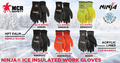 MCR SAFETY MCR Safety N9690FCM Ninja Ice Insulated Work Gloves 15 Gauge Black Nylon with Acrylic Terry Interior, HPT Coated, Medium, 1 Pair