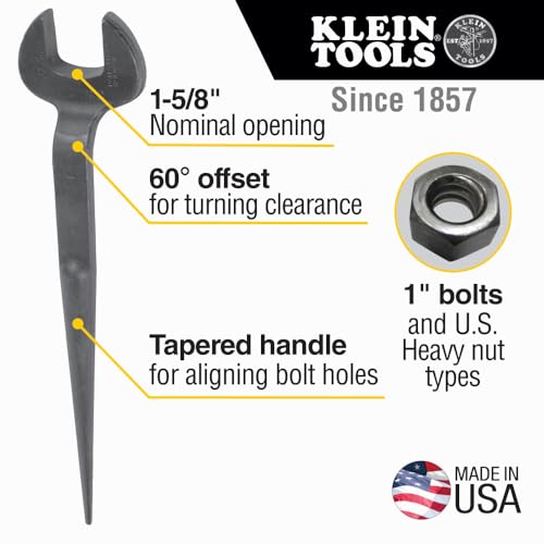 KLEIN TOOLS Klein Tools 3214 Spud Wrench 1-5/8-Inch Nominal Opening 1-Inch Bolt for U.S. Heavy Nut