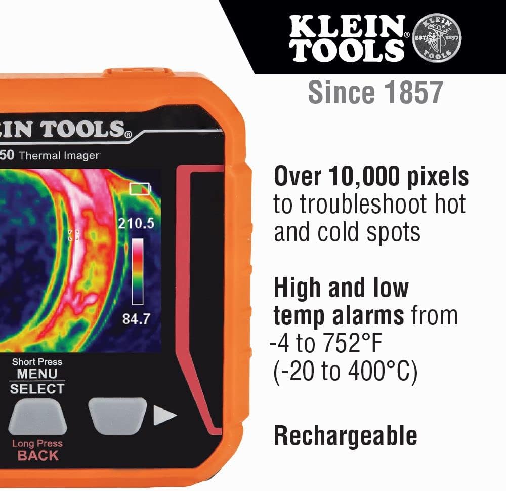 KLEIN TOOLS Klein Tools TI250 Rechargeable Thermal Imaging Camera 3 Color Palettes High/Low Temperature Points