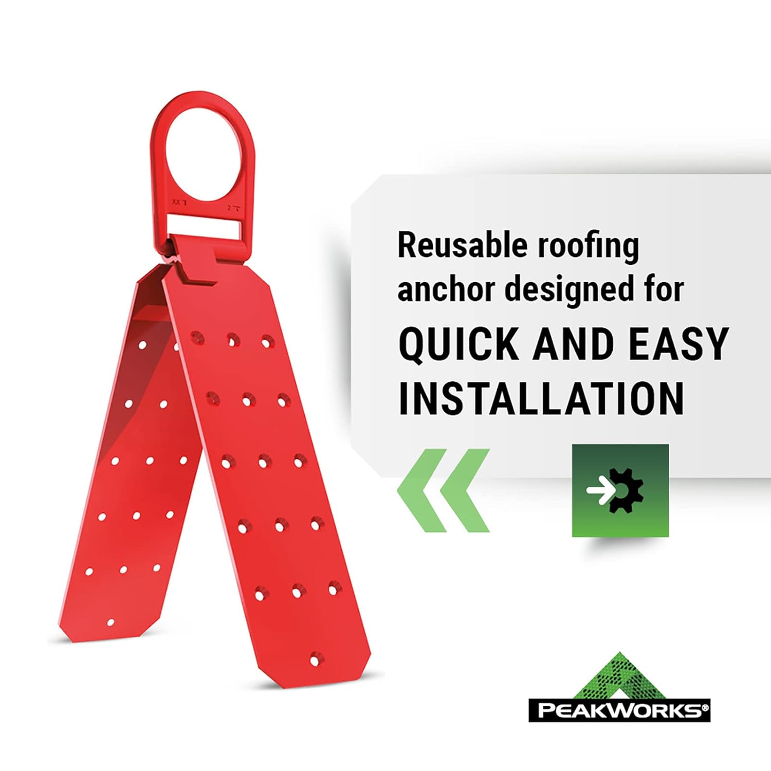 PEAKWORKS Peakworks V8229100 Roof Anchor Bracket Fall Arrest System ANSI OSHA Compliant Red