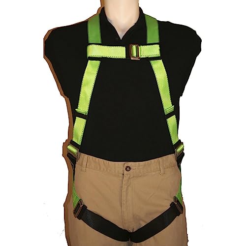 PEAKWORKS Peakworks V8002000 Full Body Safety Harness 5-Point Adjustment Hi Vis Green Universal Fit