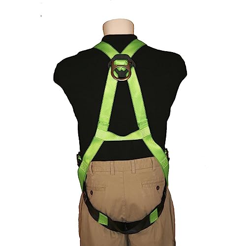 PEAKWORKS Peakworks V8002000 Full Body Safety Harness 5-Point Adjustment Hi Vis Green Universal Fit