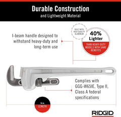RIDGID Ridgid 31100 Model 818 Aluminum Straight Pipe Wrench 18 Inches