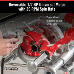 RIDGID 15682 Model 300 Power Drive Complete 38 RPM Pipe Threading Machine and 12-Inch to 34-Inch, 1-Inch to 2-Inch Universal Alloy Threading Die Heads Oiler
