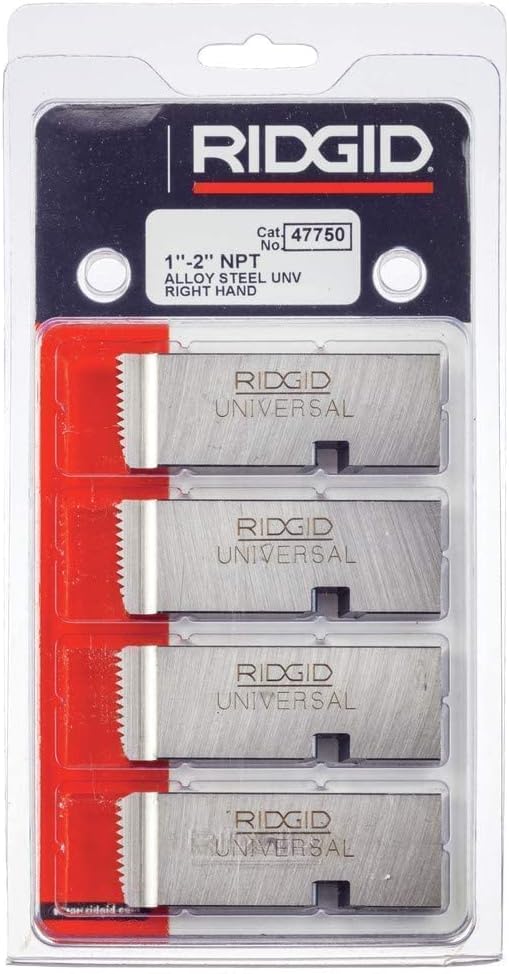 RIDGID TOOLS RIDGID 47750 Threading Machine Dies, Right-Handed Alloy NPT Pipe Dies with Nominal Pipe Size of 1-Inch to 2-Inches for Universal Die Heads, Silver