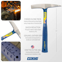 Estwing E3-WC Welding Chipping Hammer - 14oz Slag Removal Tool - Shock Reduction Grip