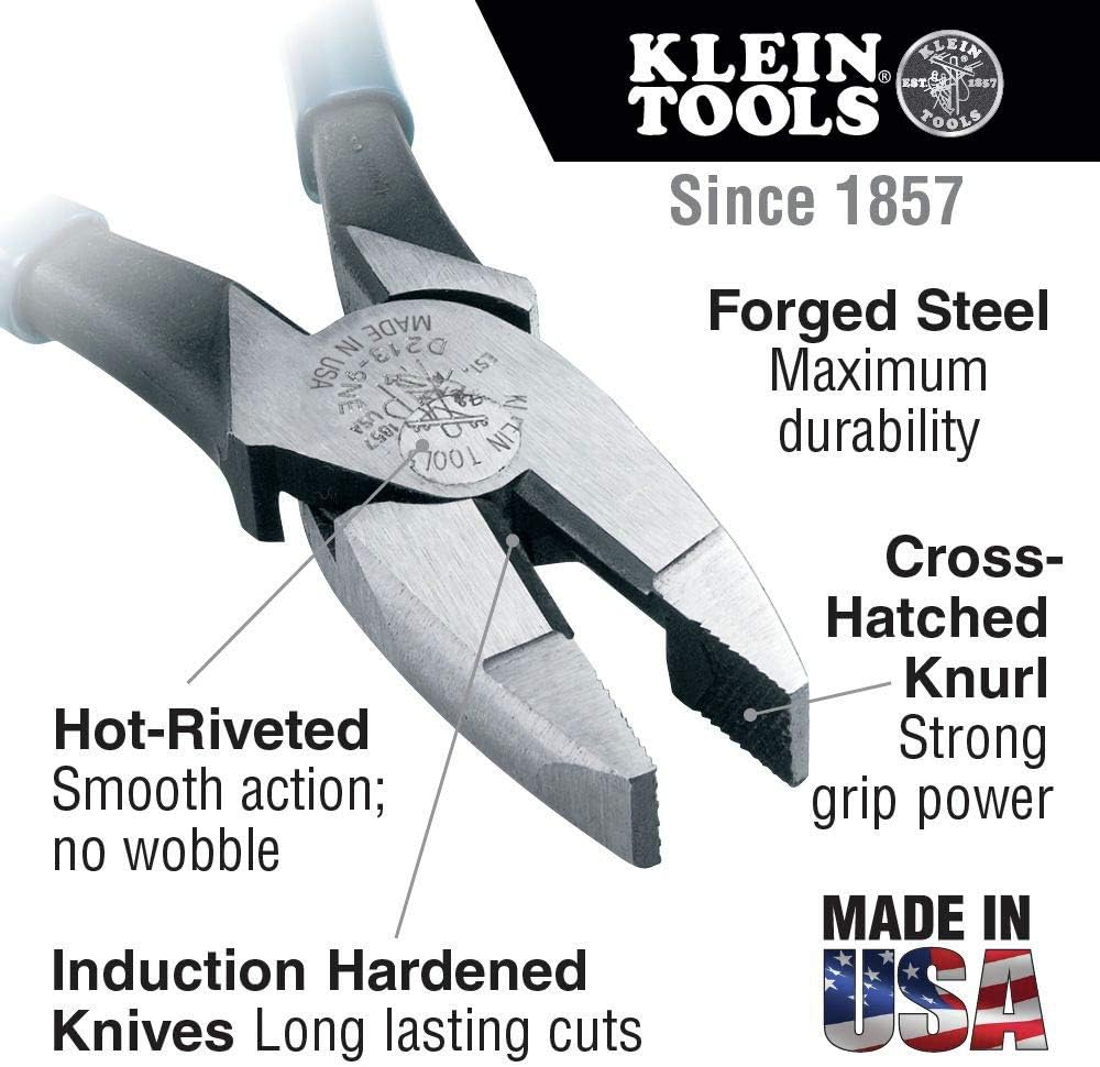 KLEIN TOOLS Klein Tools D213-9NE 9 Inch High-Leverage Side Cutting Pliers