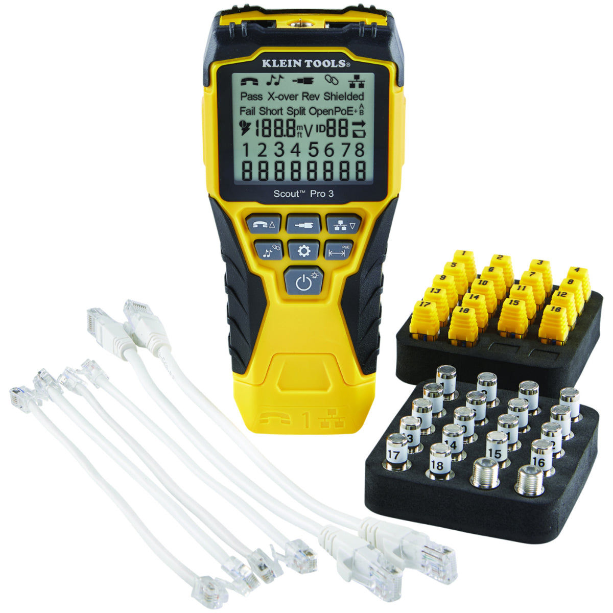 KLEIN TOOLS Klein Tools VDV501-852 Scout Pro 3 Tester with Locator Remote Kit Cable Testing 2000ft RJ11/12 RJ45 F-Connector