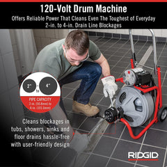 RIDGID Ridgid 27013 K-400AF Drum Machine 115Volt 75 Feet Autofeed C45IW Cable