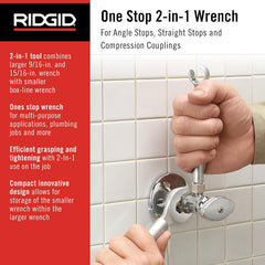 RIDGID RIDGID 27023 Model 2002 One Stop 2-in-1 Wrench for Angle Stops, Straight Stops, and Compression Couplings