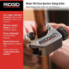 Ridgid 32985 Model 104 Close Quarters Tubing Cutter 3/16-inch to 15/16-inch