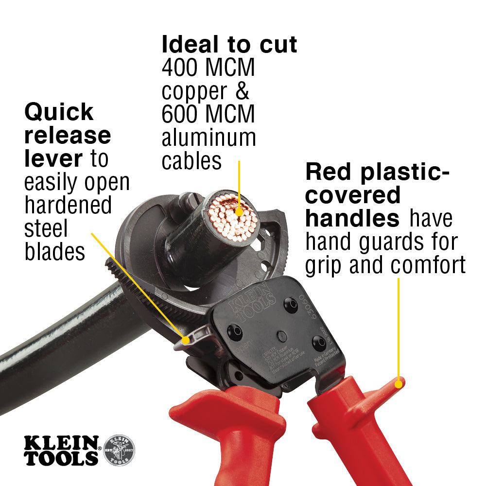 KLEIN TOOLS Klein Tools 63060 Ratcheting Cable Cutter for Cutting Copper and Aluminum Cables