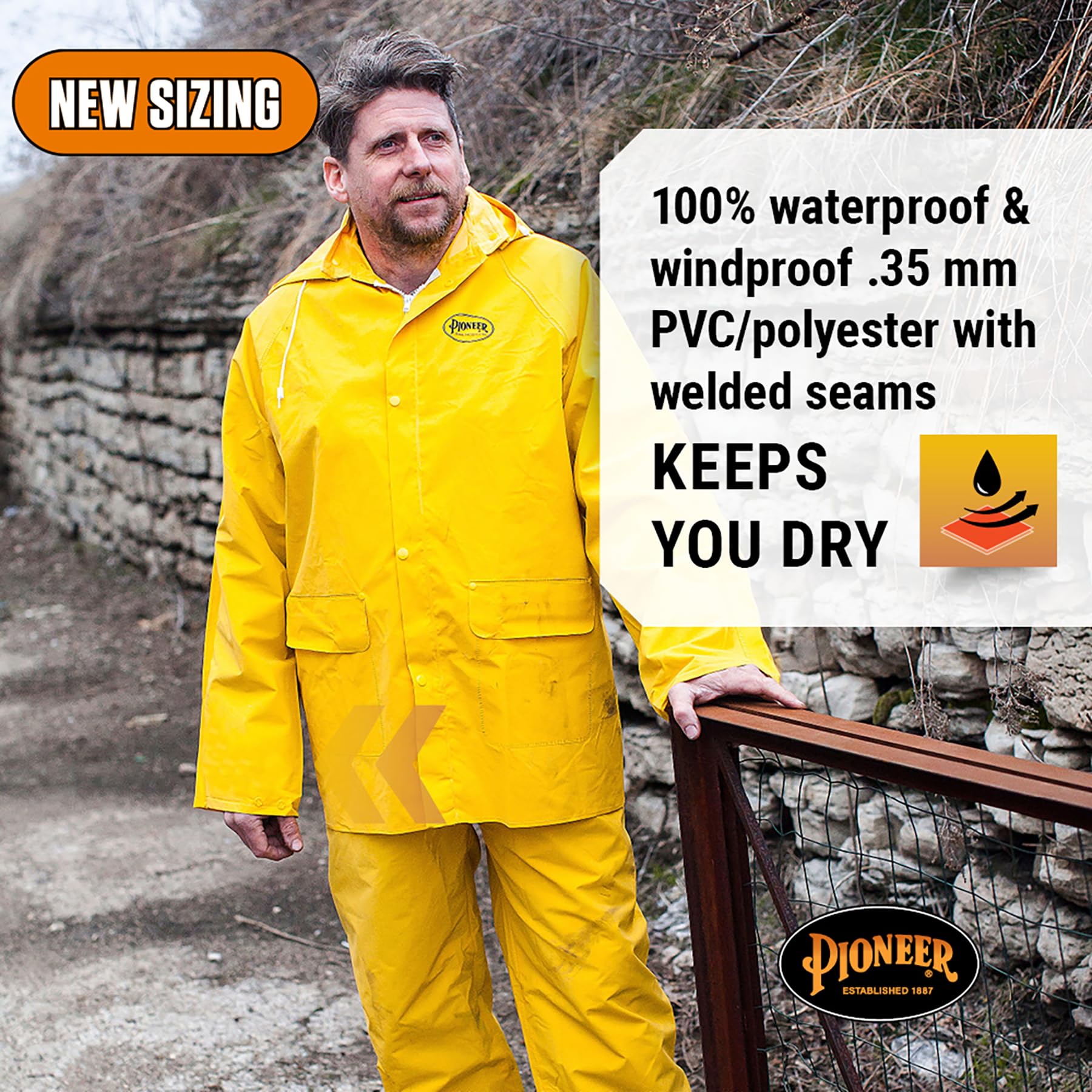 PIONEER Pioneer V3010460U-XL PVC Rainsuit Yellow XL