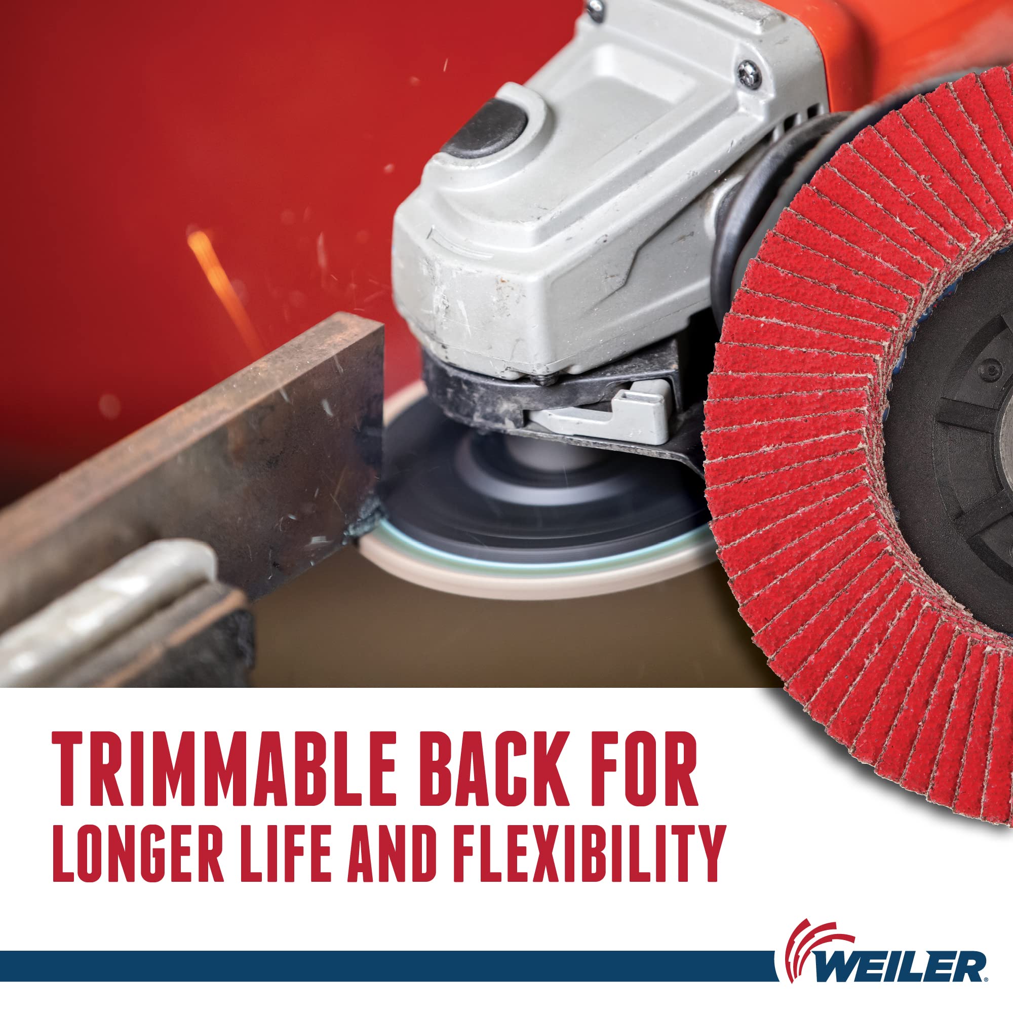 WEILER Weiler 50121 Ceramic Abrasive Flap Disc 40 Grit 4.5 Inch
