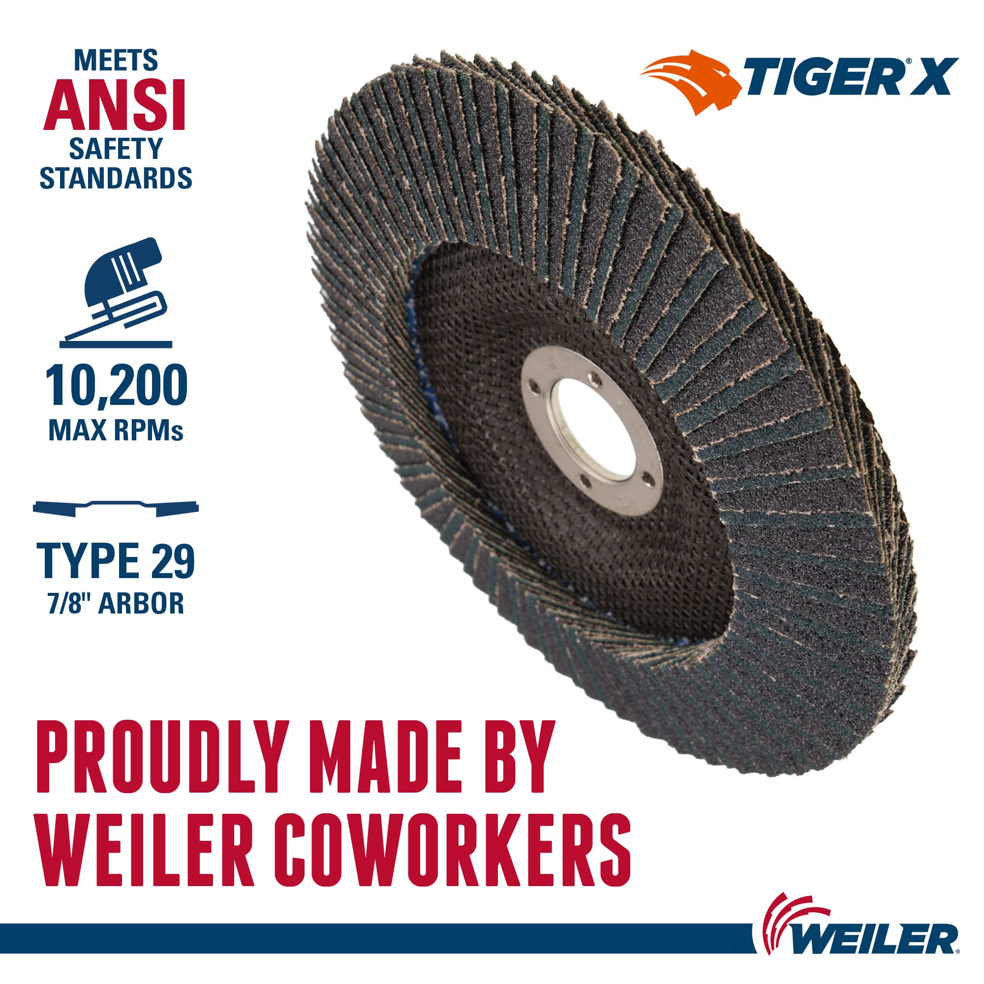WEILER Weiler 50649 6 Inch Tiger Disc Abrasive Flap Disc Conical 40 Grit 7/8 Arbor