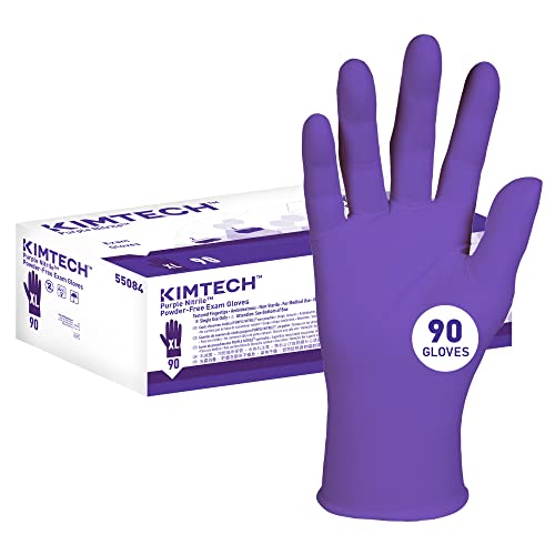 KIMBERLY-CLARK Kimtech 55084 Purple Nitrile Exam Gloves, Powder-Free, 9.5 inches, X-Large, Box of 90