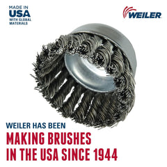 WEILER Weiler 12326 4 Inch Single Row Knot Wire Cup Brush .035 Steel Fill 5/8-11 UNC Nut