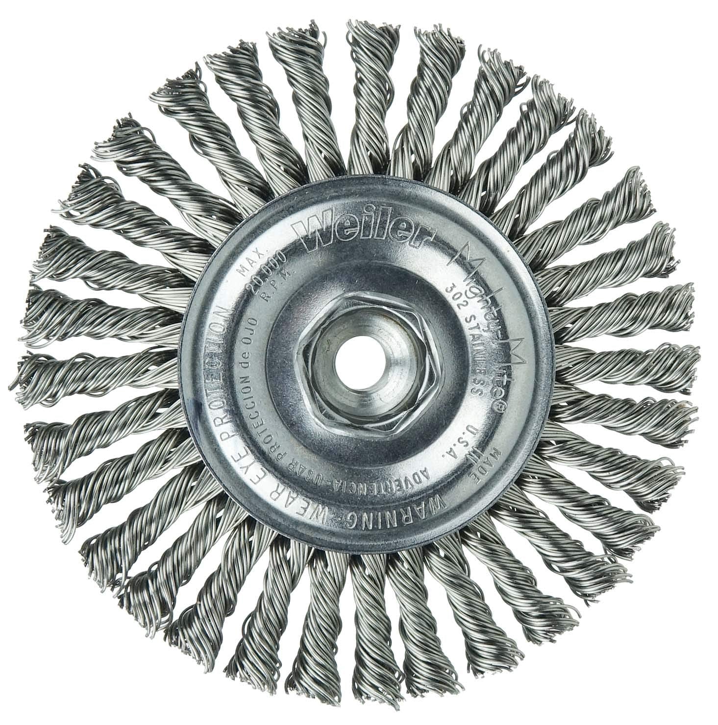 WEILER Weiler 13135 Dualife 4 Diameter Stainless Steel Stringer Bead Twist Knot Wire Wheel Brush