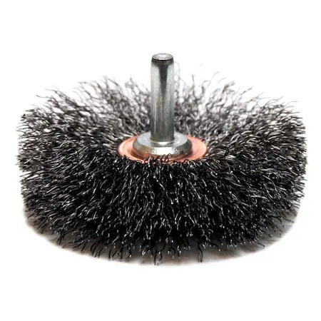 WEILER Weiler 17616 3 Narrow Face Stem-Mounted Crimped Wire Wheel .0118 Steel Fill 1/4 Stem Made in the USA