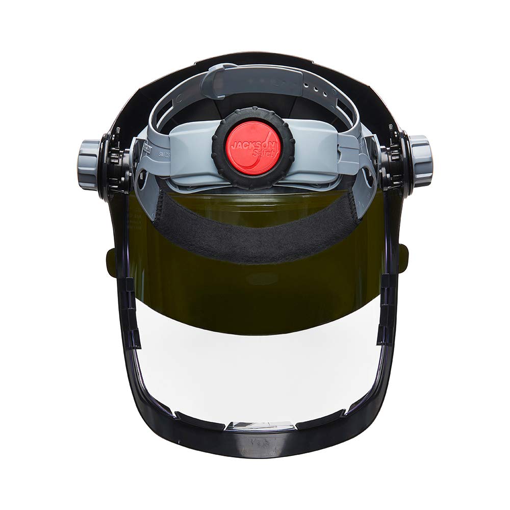 JACKSON SAFETY Jackson Safety 14233 QUAD500 Face Shield with Shade 8 IR Flip Visor, Ratcheting, Clear Tint, Anti-Fog, Black