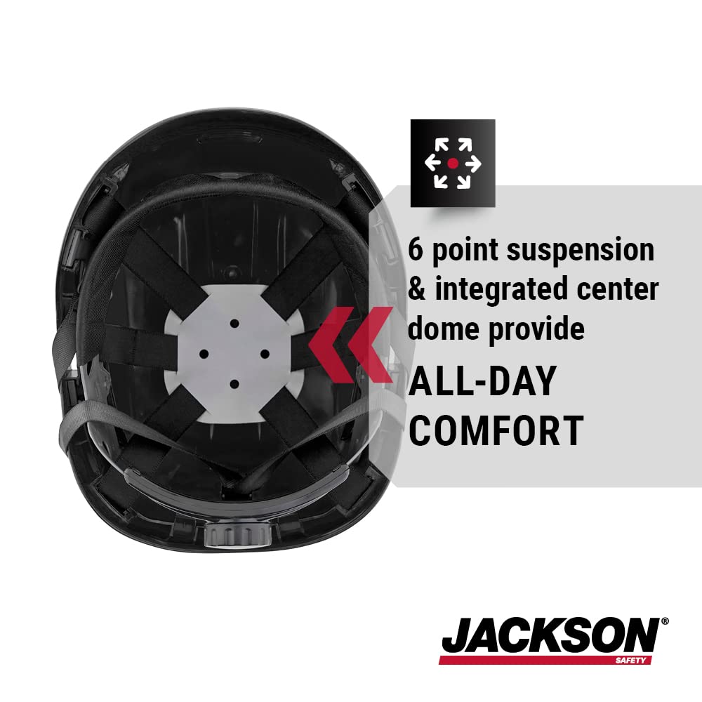JACKSON SAFETY Jackson Safety 20907 CH-300 Climbing Industrial Hard Hat Non-Vented 6-pt Suspension Black Large