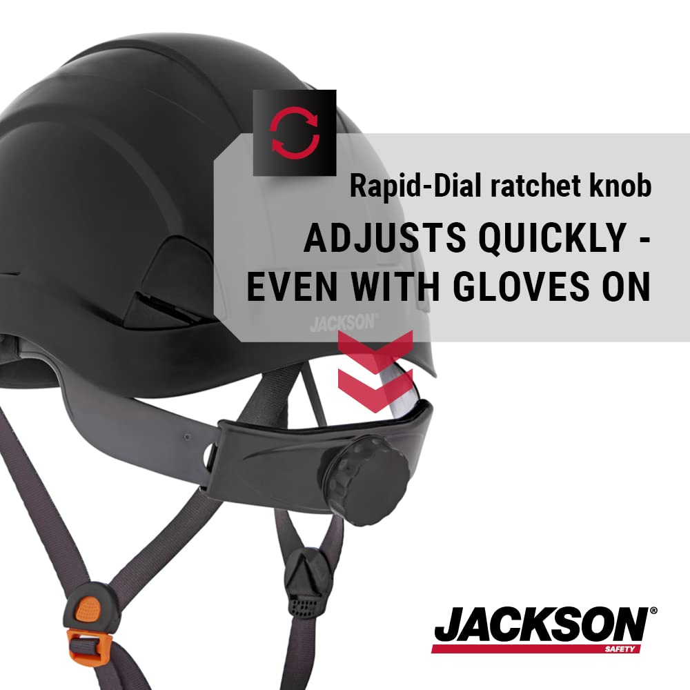 JACKSON SAFETY Jackson Safety 20907 CH-300 Climbing Industrial Hard Hat Non-Vented 6-pt Suspension Black Large