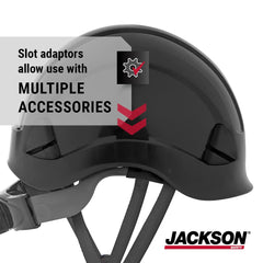 Jackson Safety 20907 CH-300 Climbing Industrial Hard Hat Non-Vented 6-pt Suspension Black Large