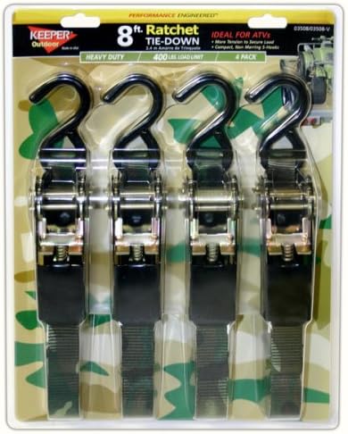 KEEPER Keeper 03508-V Camo 4PK 8' Ratchets 400 lbs Working Load Limit